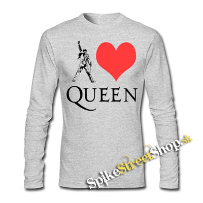 I LOVE QUEEN - šedé detské tričko s dlhými rukávmi