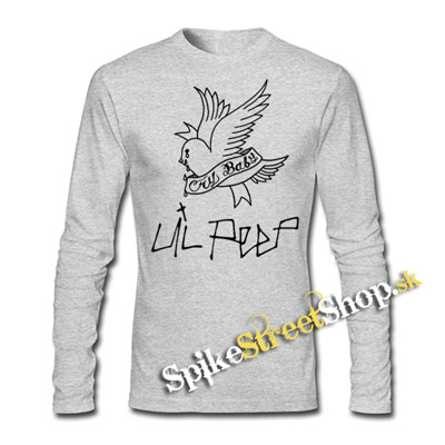 LIL PEEP - Logo Cry Baby - šedé detské tričko s dlhými rukávmi