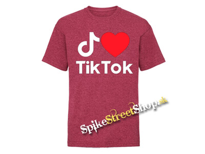 I LOVE TIK TOK - červené melírované detské tričko