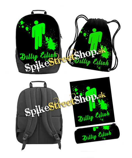 Hurá do školy - sada BILLIE EILISH-Stickman (ruksak, peračník a vak na prezuvky)