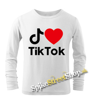 I LOVE TIK TOK - biele detské tričko s dlhými rukávmi