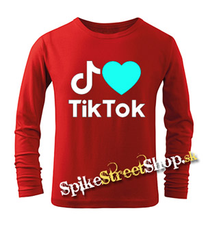 I LOVE TIK TOK - červené detské tričko s dlhými rukávmi