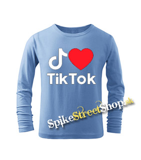 I LOVE TIK TOK - svetlomodré detské tričko s dlhými rukávmi