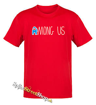 AMONG US - Blue White Logo - červené pánske tričko