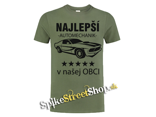 NAJLEPŠÍ AUTOMECHANIK v našej OBCI - olivové detské tričko