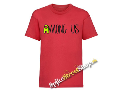AMONG US - Yellow Black Logo - červené detské tričko
