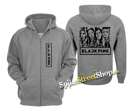 BLACKPINK - Logo & Band - šedá pánska mikina na zips
