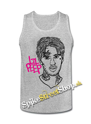 LIL PEEP - Sus Boy Portrait - Mens Vest Tank Top - šedé