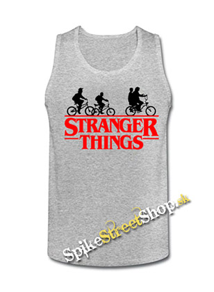 STRANGER THINGS - Bicycle Gang - Mens Vest Tank Top - šedé