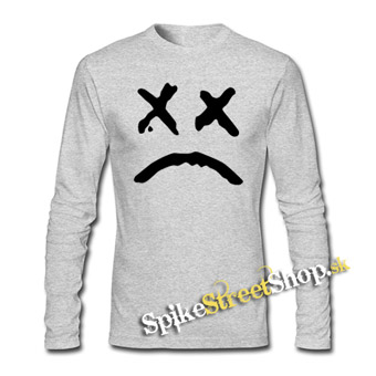 LIL PEEP - Sad Face - šedé pánske tričko s dlhými rukávmi