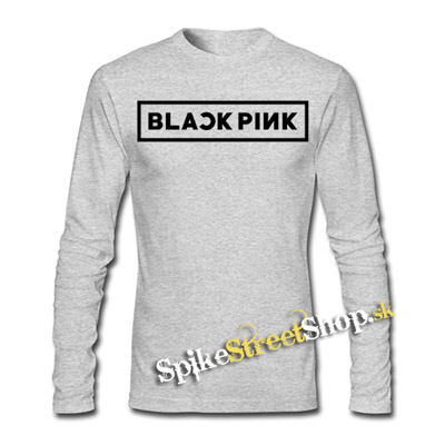 BLACKPINK - Logo - šedé pánske tričko s dlhými rukávmi