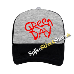 GREEN DAY - Red Logo 2020 - šedočierna sieťkovaná šiltovka model "Trucker"