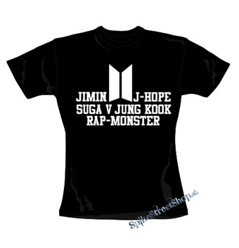 BTS - BANGTAN BOYS - Names Crest Logo - čierne dámske tričko