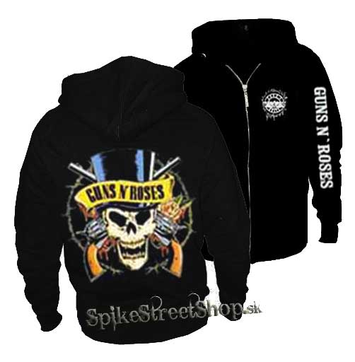 GUNS N ROSES - Skull - čierna pánska mikina na zips