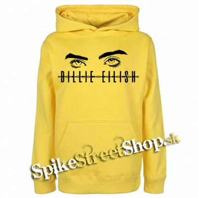 BILLIE EILISH - Eyes Logo - žltá pánska mikina