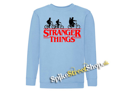 STRANGER THINGS - Bicycle Gang - Svetlomodrá detská mikina bez kapuce