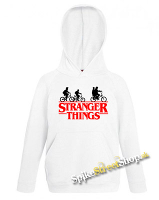 Biela detská mikina STRANGER THINGS - Bicycle Gang