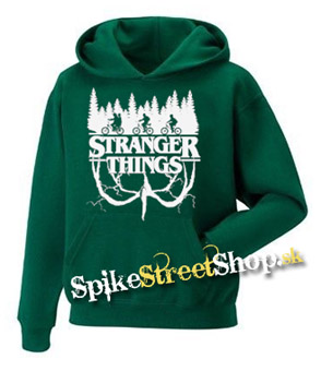 Detská mikina STRANGER THINGS - Logo Flip - Tmavozelená