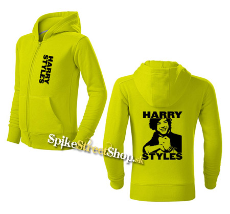 HARRY STYLES - Logo Portrait - limetková detská mikina na zips