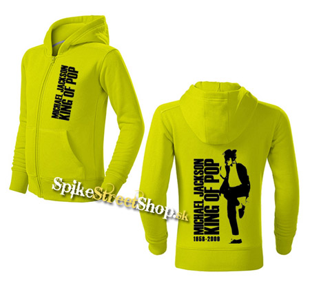 MICHAEL JACKSON - King Of Pop - limetková detská mikina na zips