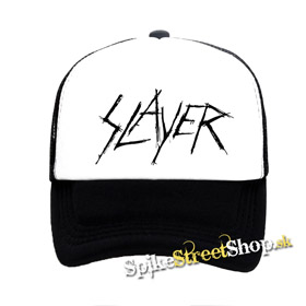 SLAYER - Logo God Hates Us All - čiernobiela sieťkovaná šiltovka model "Trucker"