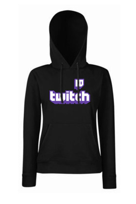 TWITCH - Purple Logo Sign - čierna dámska mikina