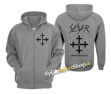 SLAYER - God Hates Us All - šedá pánska mikina na zips