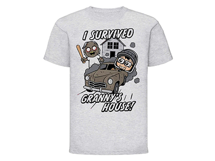 I SURVIVED GRANNY´S HOUSE - šedé detské tričko
