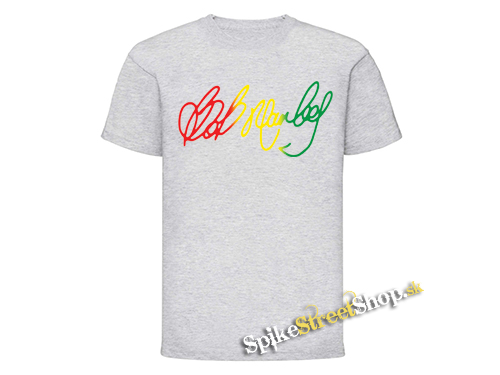 BOB MARLEY - Signature - šedé detské tričko