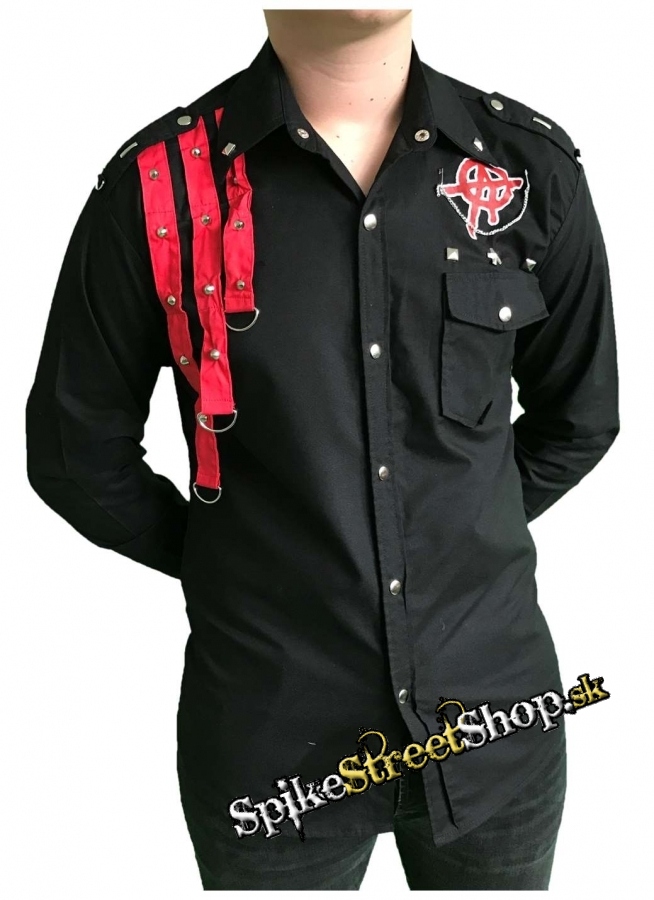 ANARCHY - Black & Red A Shirt - čierno-červená pánska košeľa