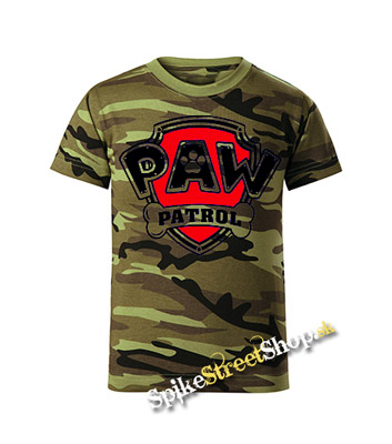 LABKOVÁ PATROLA - Logo - maskáčové chlapčenské tričko WOODLAND CAMO GREEN
