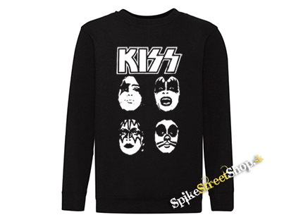 KISS - Band Four Faces - čierna detská mikina bez kapuce