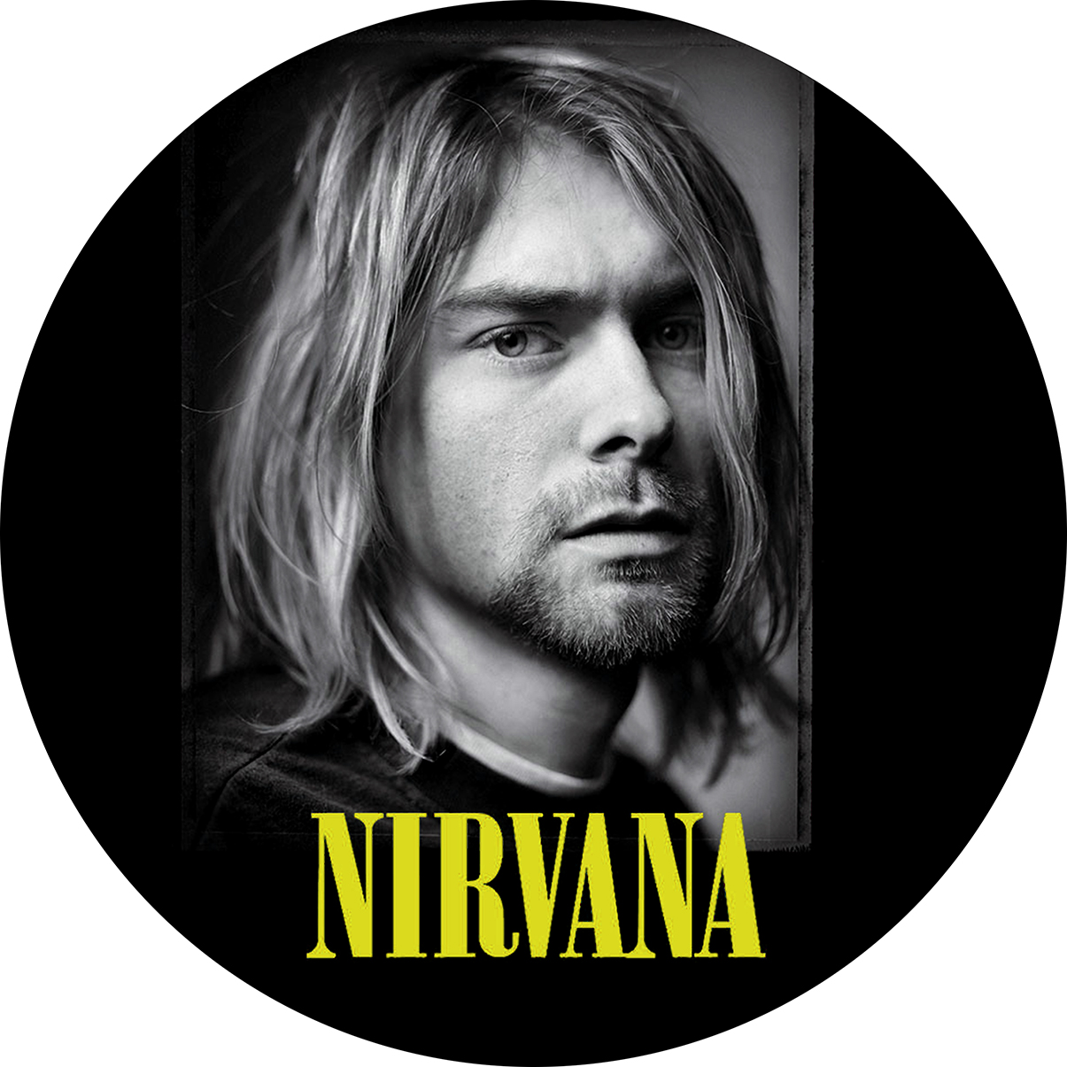 KURT COBAIN - Portrait & Yellow Logo - okrúhla podložka pod pohár