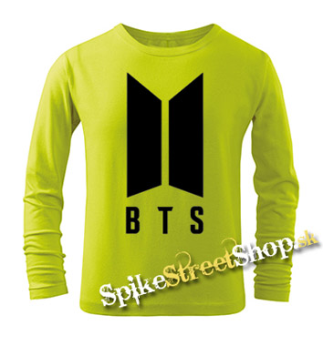 BTS - BANGTAN BOYS - Logo - limetkové pánske tričko s dlhými rukávmi