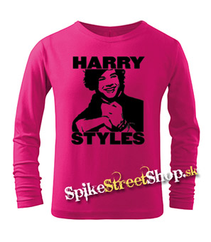 HARRY STYLES - Logo Portrait - ružové pánske tričko s dlhými rukávmi