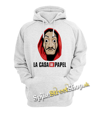 PAPIEROVÝ DOM - LA CASA DE PAPEL - Logo & Mask - sivá pánska mikina