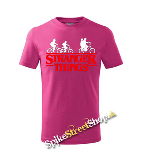 STRANGER THINGS - Bicycle Gang - ružové pánske tričko
