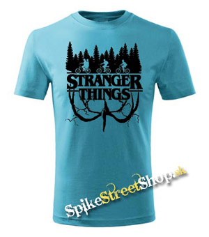 STRANGER THINGS - Logo Flip - tyrkysové pánske tričko