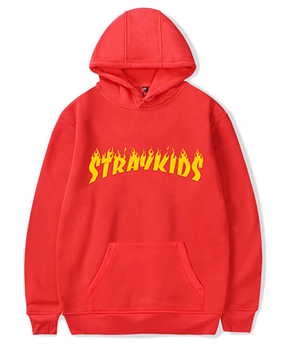 STRAY KIDS - Logo Flame - červená pánska mikina
