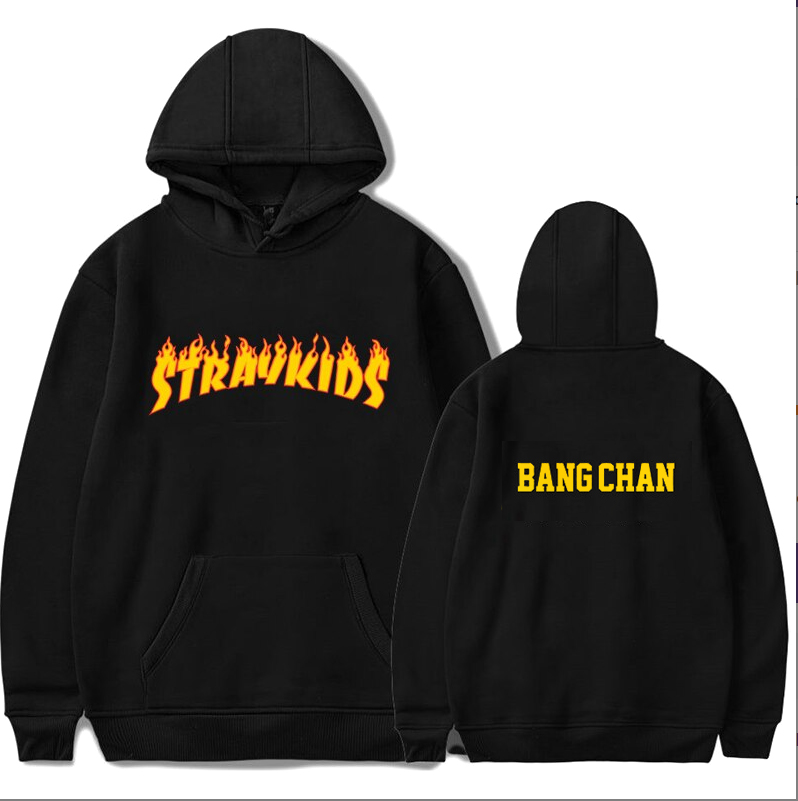 STRAY KIDS - Flame Logo & BANGCHAN - čierna pánska mikina