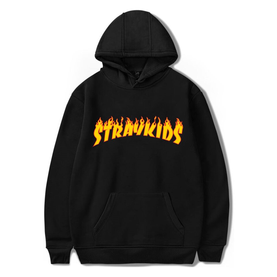 STRAY KIDS - Logo Flame - čierna pánska mikina