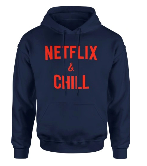 NETFLIX & CHILL - tmavomodrá pánska mikina