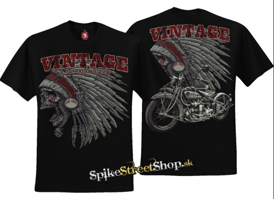 BIKER COLLECTION - Vintage Motorcycle - čierne pánske tričko