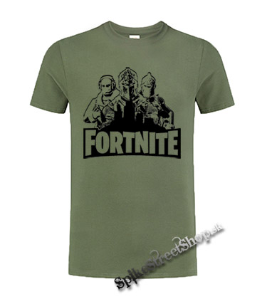 FORTNITE - Logo & Skins - olivové pánske tričko