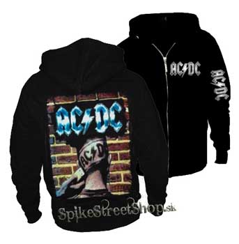 AC/DC - Blue Logo + Wall - čierna pánska mikina na zips