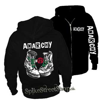 ANARCHY + BOTY - čierna pánska mikina na zips (-30%=VÝPREDAJ)