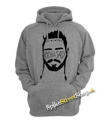 POST MALONE - Rich & Sad - šedá pánska mikina