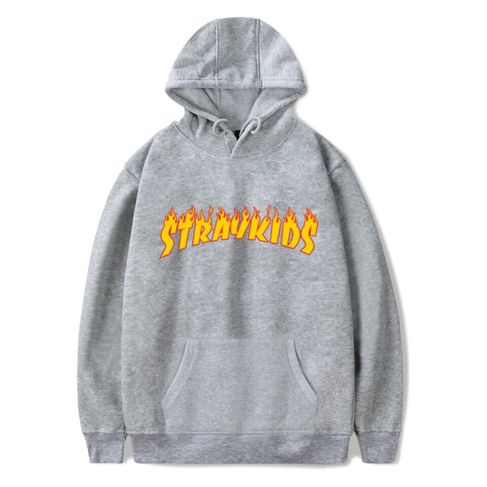 STRAY KIDS - Logo Flame - šedá pánska mikina