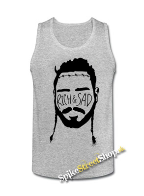 POST MALONE - Rich & Sad - Mens Vest Tank Top - šedé