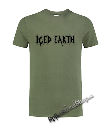 ICED EARTH - Logo - olivové pánske tričko